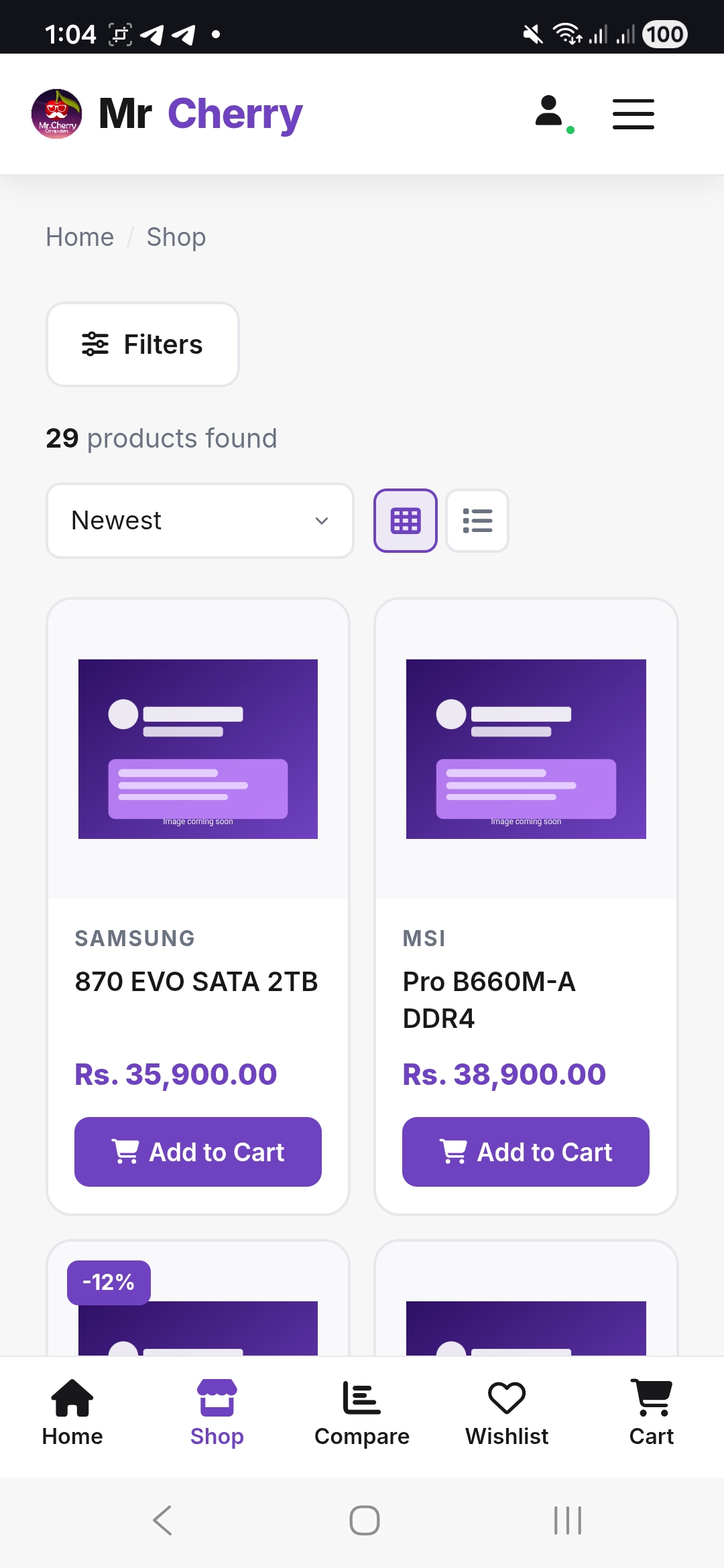 Mr Cherry - E commerce Website (Screenshot 2)