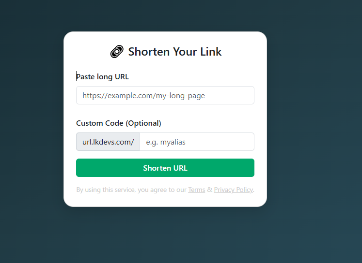 URL Shortener Tool